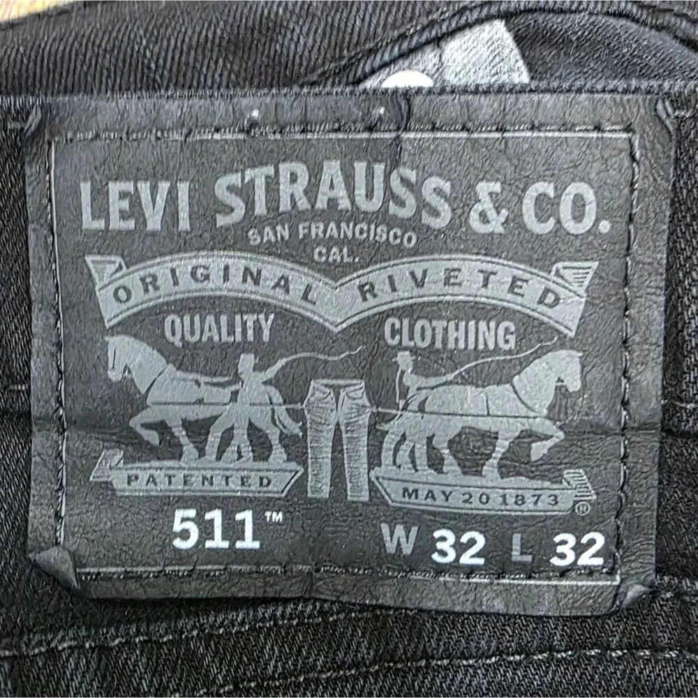 Levi's 511 Slim Fit Jeans Mens 32x32 Black Stretch Denim